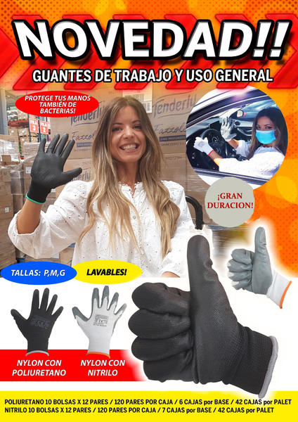 Guante de trabajo 100% nylon, Más vendido