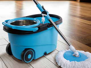 Fregona mopa giratoria 360 ° con 2 cabezales de mopas cubo con ruedas