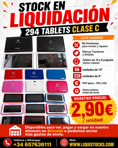 Stock tablets clase c a 2,90 euros