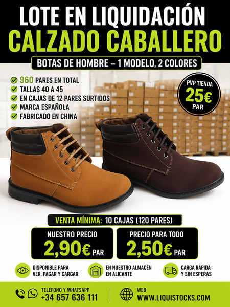 Venta al por mayor stock botas hombre