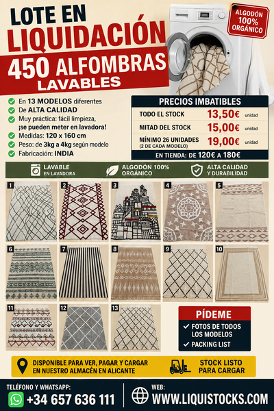 Stock de alfombras algodon 13,50 unidad