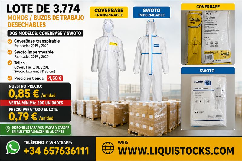 Stock monos/buzos de trabajo a 0,79 euros