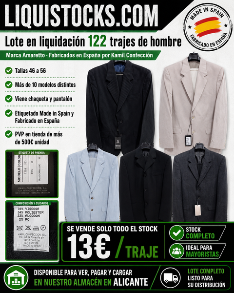 Trajes de hombre - liquidaciones de stocks - venta al por mayor