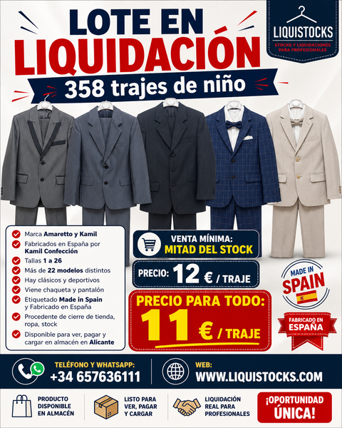 Trajes de niño - venta al por mayor - liquidaciones de stocks