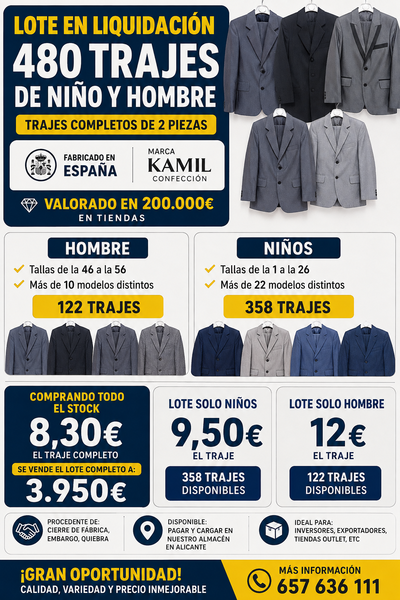 Liquidación trajes de niños y hombre