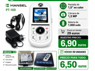 Miniatura 1 de Stock moviles hansel pt100 a 6,50 euros