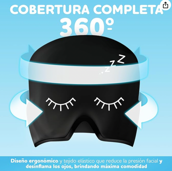 LOTE 440 unidad. Gorro Migraña Gel - Máscara Dolor de Cabeza 360º con Terapia Frío o Calor (Negro)