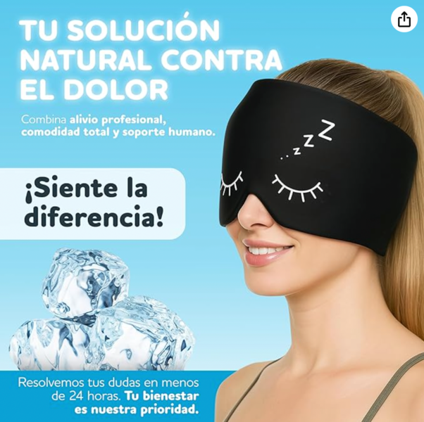 LOTE 440 unidad. Gorro Migraña Gel - Máscara Dolor de Cabeza 360º con Terapia Frío o Calor (Negro)