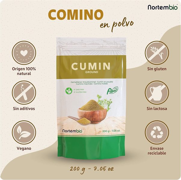 250unds comino molido 200 g 100% natural – comino en polvo calidad gourmet sin gluten, sin aditivos