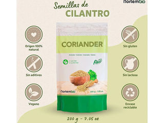 100uns semillas de cilantro 200 g 100% natural – granos de coriandro enteros sin gluten, sin aditivo