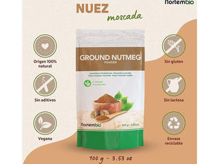 500unds nuez moscada en polvo 100 g 100% natural – nuez moscada molida pura sin gluten, sin aditivos