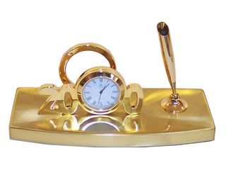 15 unidades de porta-tarjetas de latón dorado con reloj 16x11x7cm