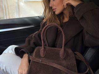 The row margaux 10 in dark brown suede with a dust bag original