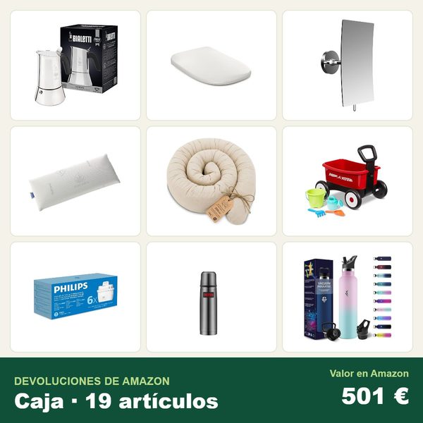 Caja de 19 devoluciones de amazon · hogar · 501 € de valor en amazon