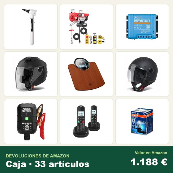 Caja de 33 devoluciones de amazon · bricolaje e industrial · 1.188 € de valor en amazon