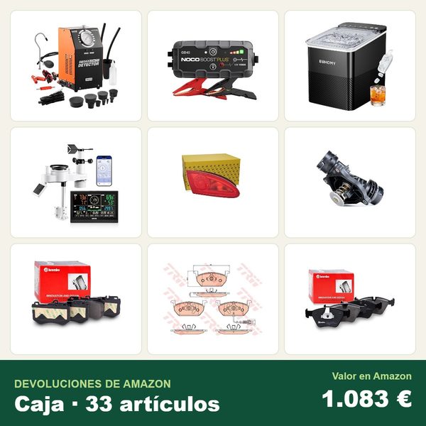 Caja de 33 devoluciones de amazon · recambios y accesorios de coche · 1.083 € de valor en amazon
