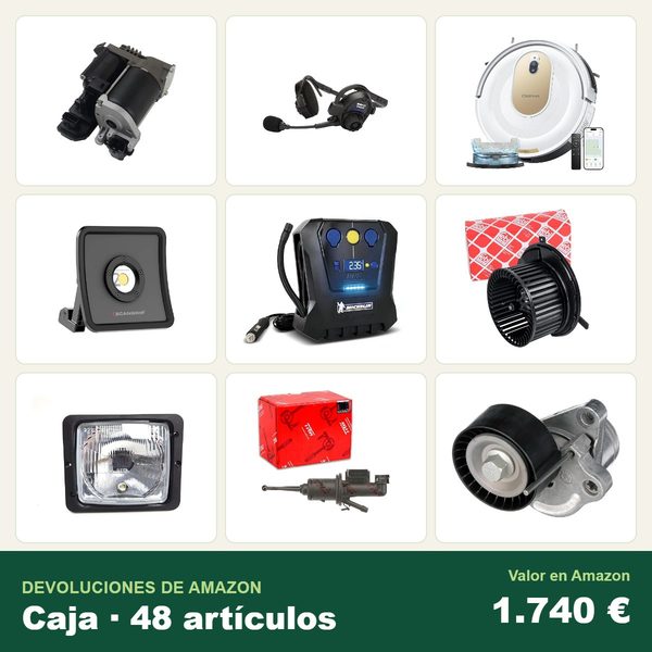 Caja de 48 devoluciones de amazon · recambios y accesorios de coche · 1.740 € de valor en amazon