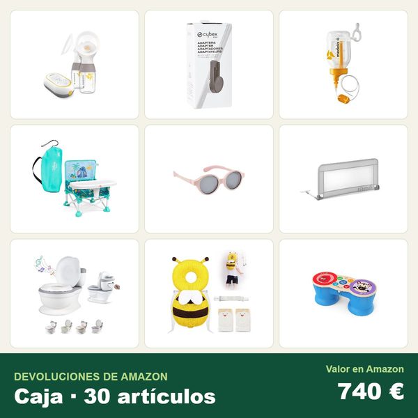 Caja de 30 devoluciones de amazon · bebé y puericultura · 740 € de valor en amazon