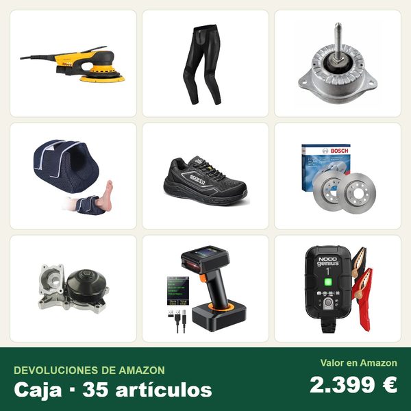 Caja de 35 devoluciones de amazon · bricolaje e industrial · 2.399 € de valor en amazon
