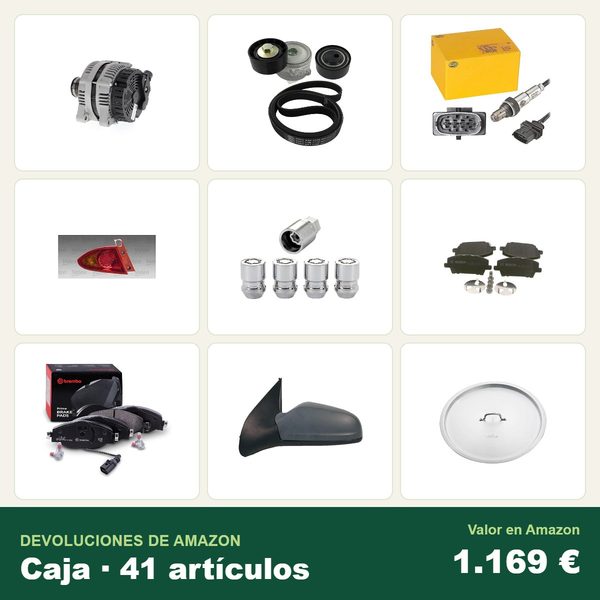 Caja de 41 devoluciones de amazon · recambios y accesorios de coche · 1.169 € de valor en amazon