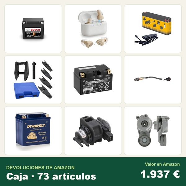 Caja de 73 devoluciones de amazon · recambios y accesorios de coche · 1.937 € de valor en amazon