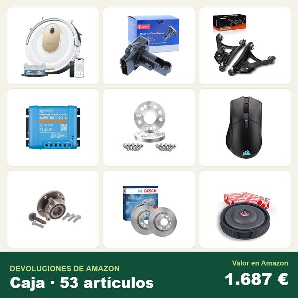 Caja de 53 devoluciones de amazon · recambios y accesorios de coche · 1.687 € de valor en amazon