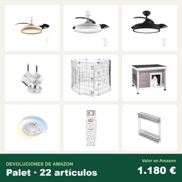 Palé de 22 devoluciones de amazon · decoración e iluminación · 1.180 € de valor en amazon