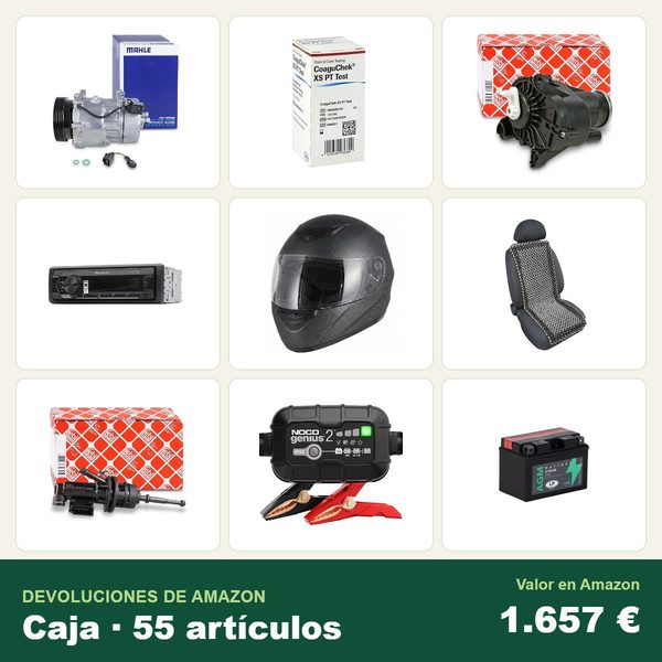 Caja de 55 devoluciones de amazon · recambios y accesorios de coche · 1.657 € de valor en amazon