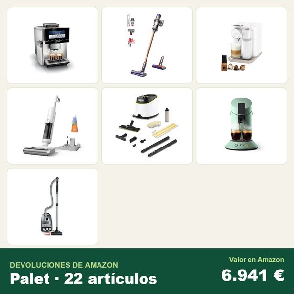 Palé de 22 devoluciones de amazon · pequeño electrodoméstico · 7.046 € de valor en amazon