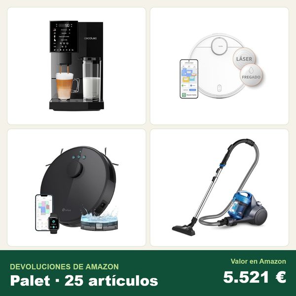 Palé de 25 devoluciones de amazon · pequeño electrodoméstico · 5.729 € de valor en amazon