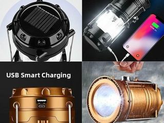 Lote 46 farolillos led de camping 6 en 1 con ventilador recargables – nuevos