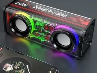 Lote 46 altavoces bluetooth transparentes con luces led rgb 10 w – nuevos